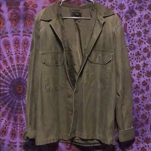 Dark green obey jacket.